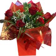 6 Red Roses in Gift Bag